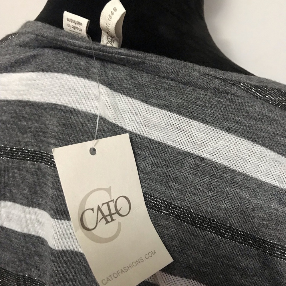 Cato Gray and White Striped Scoop Neck Women's Top - Picture 6 of 7